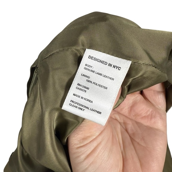 Intermix Women’s Remi Pleated Lamb Leather High Rise Shorts Olive Green 0 - Picture 6 of 9